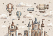 Whimsical Castle Wallpaper Sketch Stars Removable Wall Decor design