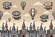 Hot Air Balloons Wallpaper Castle Vintage Wall Mural design