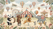 Circus Animals Wallpaper Whimsical Vintage Wall Mural design
