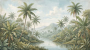 Cloudy Sky Wallpaper Palm Trees Mountain Wall Mural design