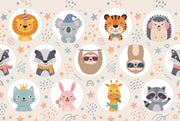 Cartoon Animals Wallpaper Playful Whimsical Wall Mural design