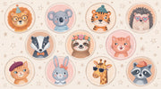 Whimsical Animal Wallpaper Cartoon Playful Wall Mural design