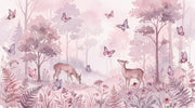 Forest Wallpaper Butterflies Deer Wall Mural design