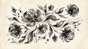 Floral Wallpaper Vintage Ink Wash Wall Mural design
