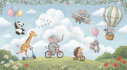 Playful Animals Wallpaper Whimsical Bright Wall Mural design