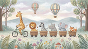 Animals Wallpaper Hot Air Balloons Playful Wall Mural design