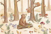 Whimsical Forest Wallpaper Bear Squirrel Wall Mural design