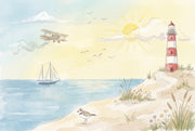 Coastal Wallpaper Lighthouse Sunny Wall Mural design