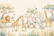 Playful Wallpaper Safari Pastel Wall Mural design