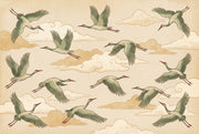 Muted Green Wallpaper Birds Vintage Wall Mural design