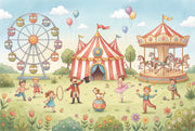 Circus Children Wallpaper Vintage Playful Wall Mural design