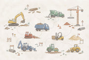 Construction Vehicles Wallpaper Cartoon Playful Wall Mural design