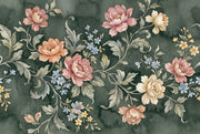 Vintage Floral Wallpaper Green Elegant Wall Mural design