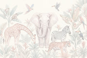 Wildlife Wallpaper Tropical Pastel Wall Mural design