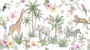 Jungle Animals Wallpaper Tropical Floral Wall Mural design
