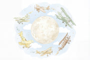 Airplanes Wallpaper Whimsical Moon Wall Mural design