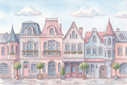 Pastel Architecture Wallpaper Whimsical European Wall Mural design