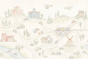 Landscape Wallpaper Village Illustration Wall Mural design