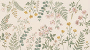 Botanical Wallpaper Watercolor Wildflowers Wall Mural design