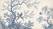 Chinoiserie Wallpaper Blue And White Toile Removable Wall Decor design