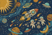 Dark Space Wallpaper Rocket Astronauts Wall Mural design