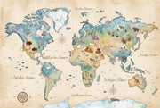 World Map Wallpaper Global Atlas Travel Cartography Removable Wall Decor design