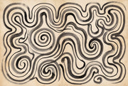 Abstract Maze Wallpaper Spiral Swirls Ink Wash Wall Mural design