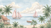 Tropical Beach Wallpaper Island Coast Seaside Escape Wall Mural design