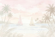 Scenic Landscape Wallpaper Tropical Coast Pastel Seascape Wall Mural design