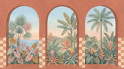Arched Windows Wallpaper Tropical Landscape Coastal Mural Removable Wall Decor design