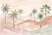 Watercolor Wallpaper Palm Trees Pastel Desert Wall Mural design