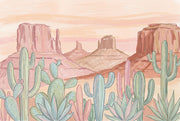 Pastel Desert Wallpaper Southwestern Landscape Cactus Wall Mural design