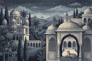 Dark Night Palace Wallpaper Mughal Architecture Vintage Toile Mural Wall Mural design