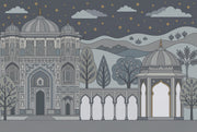 Mughal Architecture Wallpaper Night Sky Gold Stars Removable Wall Decor design