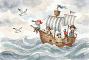 Pirate Adventure Wallpaper Children Whimsical Wall Mural design
