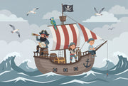 Pirate Ship Wallpaper Kids Ocean Adventure Wall Mural design