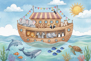 Ark Wallpaper Whimsical Cartoon Wall Mural design