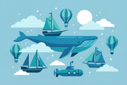 Whale Wallpaper Sailboats Submarine Wall Mural design