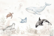 Underwater Wallpaper Marine Life Watercolor Wall Decor design