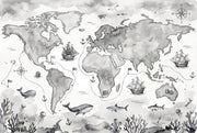 World Map Wallpaper Nautical Ocean Wall Mural design