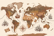World Map Wallpaper Vintage Nautical Wall Mural design