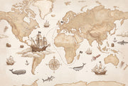 World Map Wallpaper Vintage Nautical Wall Mural design