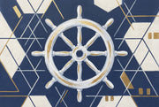 Nautical Wallpaper Geometric Ship Wheel Wall Mural design