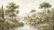Shades Of Green Wallpaper Classic Temple Wall Mural design