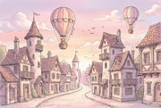 Vintage Village Wallpaper Whimsical Pastel Wall Mural design
