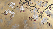 Gold Leaf Background Wallpaper Cherry Blossom Branch Oriental Inspired Wall Mural design