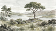 Cloudy Sky Wallpaper Tree Silhouette Lake Wall Mural design