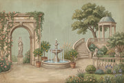 Muted Green Wallpaper Garden Removable Architecture Wall Decor design