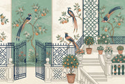 Courtyard Garden Wallpaper Birds Removable Citrus Trees Wall Decor design