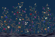 Chinoiserie Inspired Wallpaper Dark Navy Background Elegant Vintage Wall Mural design